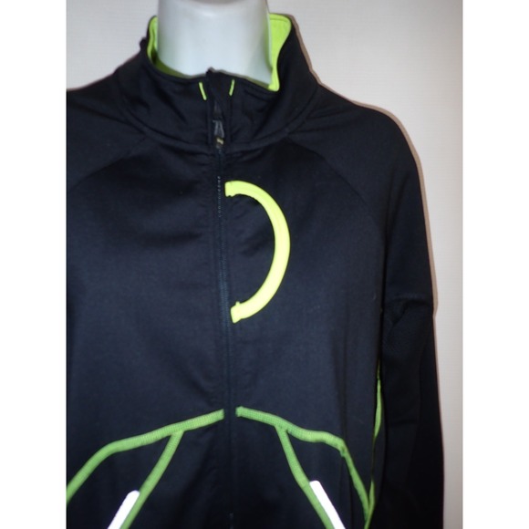 Under Armour Jacket Women Sz L Black Semi-Fitted Cold Gear Full Zip Run Black - Picture 2 of 8